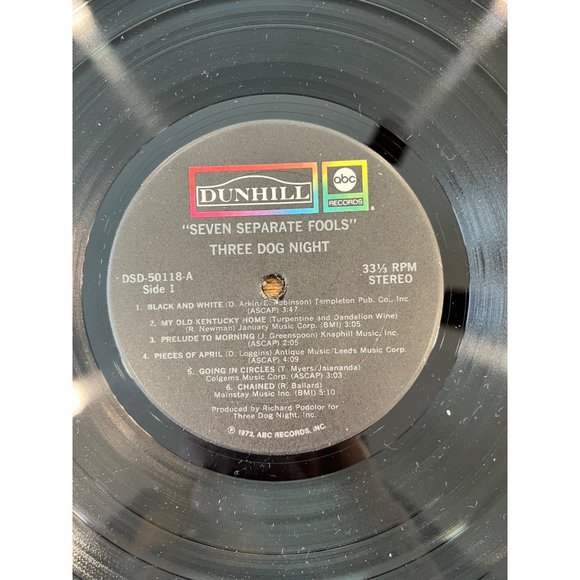 Three Dog Night "Seven Separate Fools" Vinyl Album 33 1/3 RPM Stereo DSD-50118-A - Picture 4 of 7